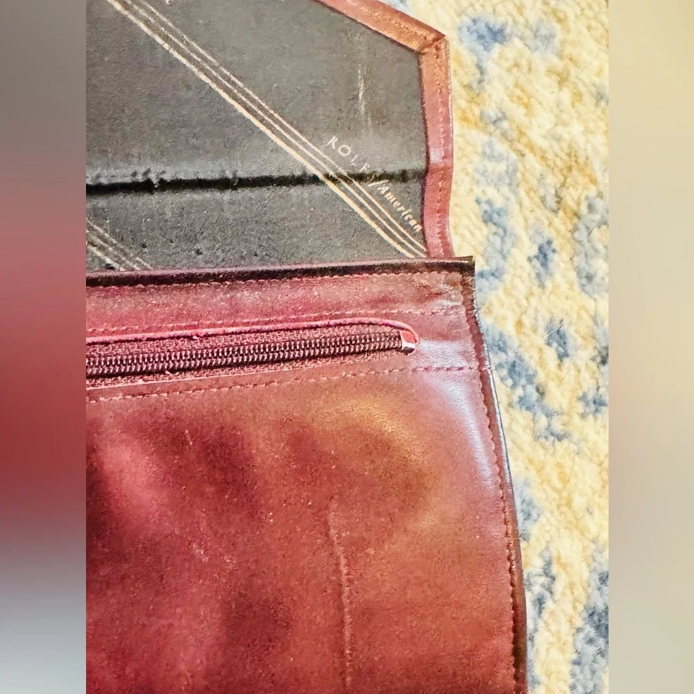 Vintage Rolfs Wallet Leather American Classic Burgundy Red 1980s Genuine Leather
